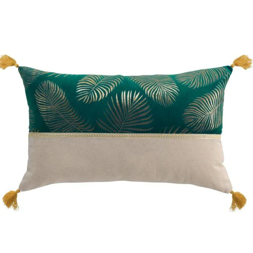 maxibazar Coussin Dehoussable Sabaly 30X50 Cm Coton Et Velours Or