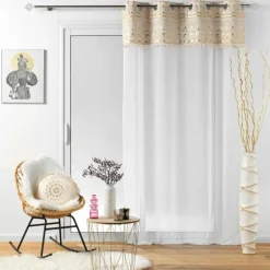 maxibazar Coussin Pompons Rond 40Cm Coton Imp Metallise Sundore