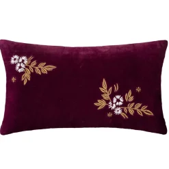 maxibazar Coussin Velours Brode Night Rouge 30X50Cm