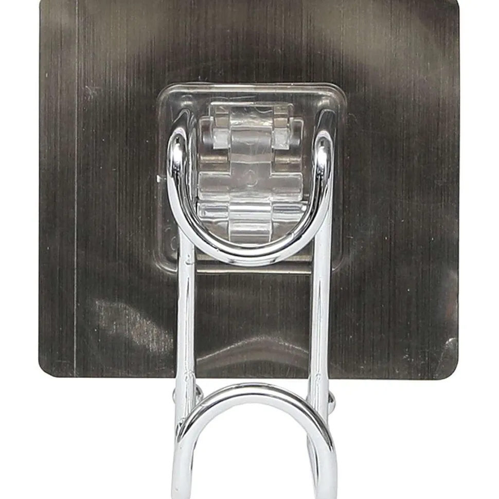 Crochet Acier Inoxydable Sur Carte Adhesive 3M Chrome