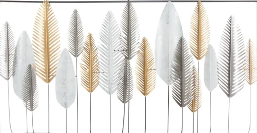 Atmosphera Deco Murale Metal Feuille 134X68Cm