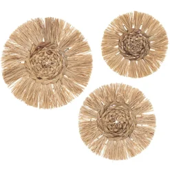 maxibazar Deco Murale Raphia X3 Pieces 25Cm 30Cm 36Cm