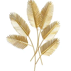 maxibazar Decoration Murale Bouquet Feuilles Palmier Dore 47X61Cm