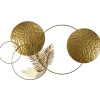 maxibazar Decoration Murale Doree Cercles Et Feuilles 65X37Cm