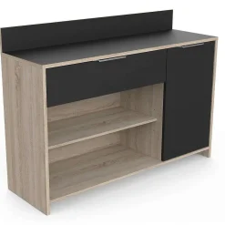 Desserte Cuisine En Bois Noir 2 Niches 1 Porte 1 Tiroir Mike