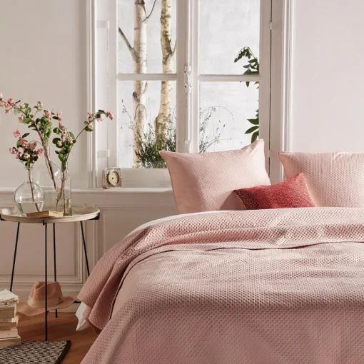Atmosphera Dessus De Lit Et 2 Taies Dolce Rose Poudre 260X240Cm