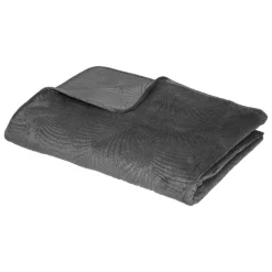 Atmosphera Dessus Lit Velours Feuille Gris Fonce 240X260Cm