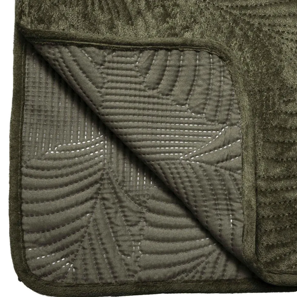 Atmosphera Dessus Lit Velours Feuille Kaki 240X260Cm