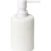 Distributeur A Savon Arrondi Strie Polyresine Blanc