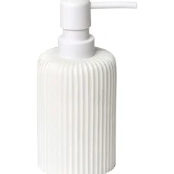 Distributeur A Savon Arrondi Strie Polyresine Blanc