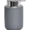 Distributeur A Savon Dolomite Rond Pompe Chrome Gris