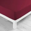 maxibazar Drap Housse 1 Personne 90X190Cm Uni Lina Bourgogne
