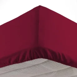 maxibazar Drap Housse 1 Personne 90X190Cm Uni Lina Bourgogne