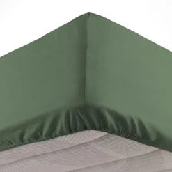 maxibazar Drap Housse 1 Personne 90X190Cm Uni Lina Kaki