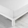 maxibazar Drap Housse 160X200Cm Coton Lave 57 Fils Linette Blanc
