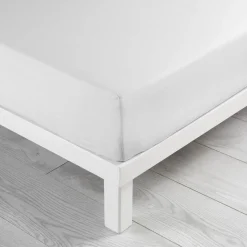 maxibazar Drap Housse 160X200Cm Coton Lave 57 Fils Linette Blanc