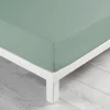 maxibazar Drap Housse 140X190Cm Coton Lave 57 Fils Linette Sauge
