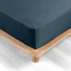 maxibazar Drap Housse 160X200Cm Percale Uni 78 Fils Bleu Nuit