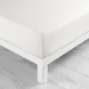 maxibazar Drap Housse 140X190Cm Uni 57 Fils Lina Blanc