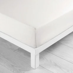 maxibazar Drap Housse 140X190Cm Uni 57 Fils Lina Blanc