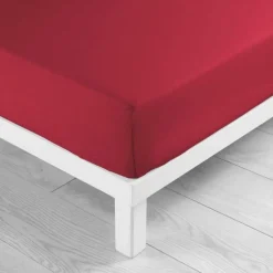 maxibazar Drap Housse 140X190Cm Uni 57 Fils Lina Marsala