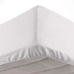 maxibazar Drap Housse 140X190Cm Uni Oscar Blanc