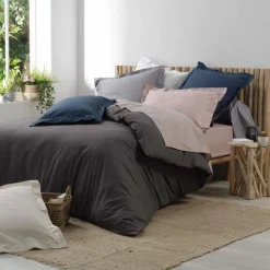 maxibazar Drap Plat 2 P 240X300Cm Percale Uni Blanc Point Bourdon