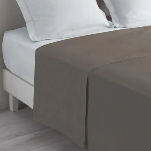 maxibazar Drap Plat 1 Personne 180X290Cm Lina Noisette
