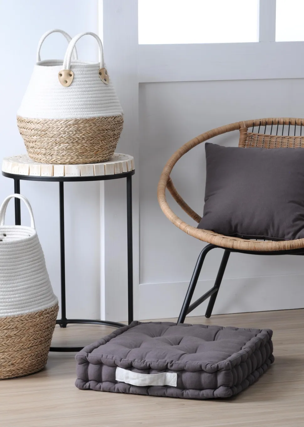 maxibazar Duo Coussin 45X45X10 Gris Perle