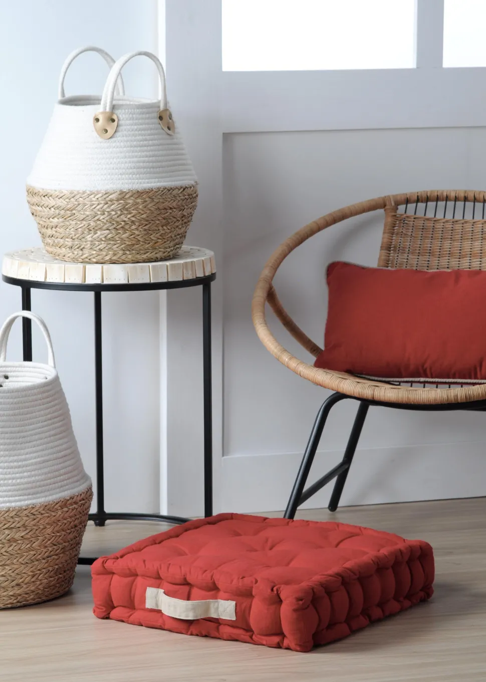 maxibazar Duo Coussin 45X45X10 Terracotta Lin