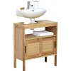 Element Sous Lavabo Bambou Et Mdf 2 Portes Coulissantes 1