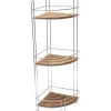 Etagere D Angle Fil Metal Bambou 3 Niveaux Chrome Bambo