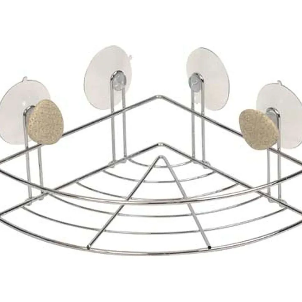 Etagere D Angle Metal 2 Ventouses 2 Deco Galet Gris