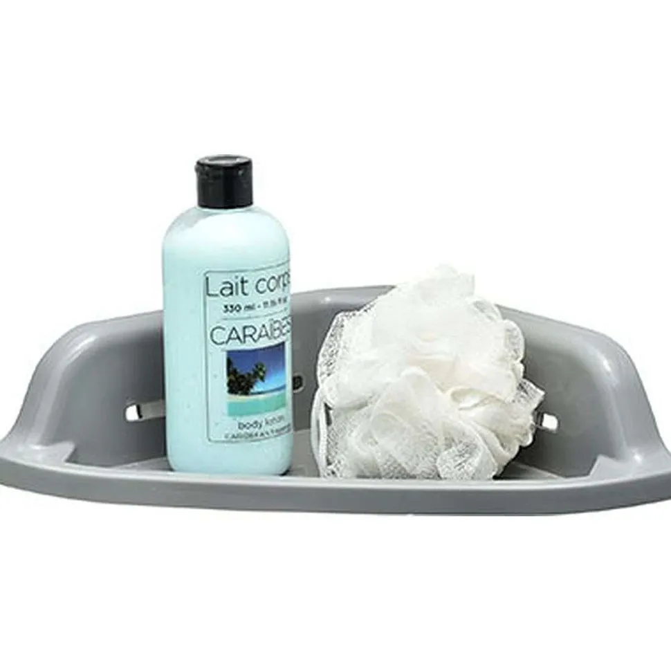 Etagere D Angle Sur Ventouses Gris Blanc