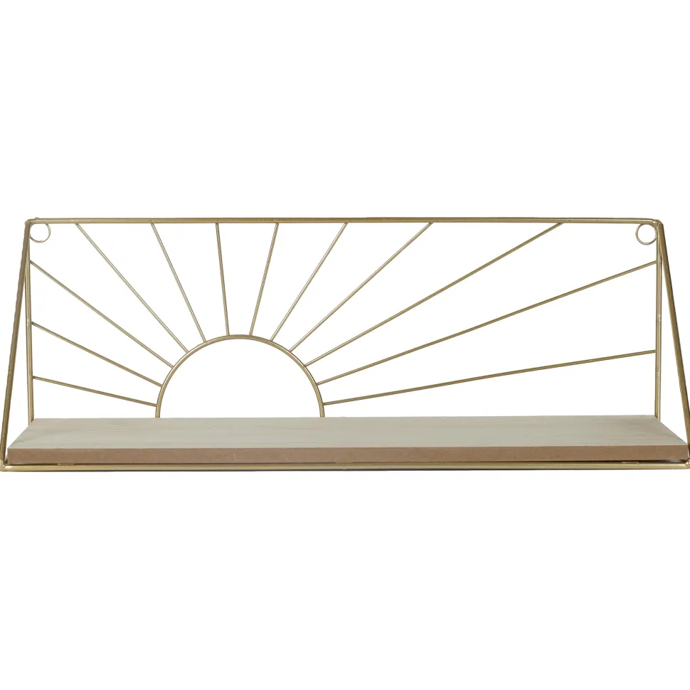 maxibazar Etagere Murale Soleil Filaire Dore 43X12Cm