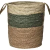 Grande Paniere Matiere Vegetale Ronde Blanc Vert Naturel