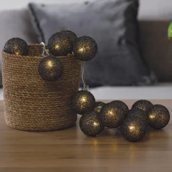 Atmosphera Guirlande Led Secteur 20 Boules Noir D.6Cm