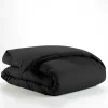 maxibazar Housse Couette 140X200Cm Uni 57 Fils Lina Noir