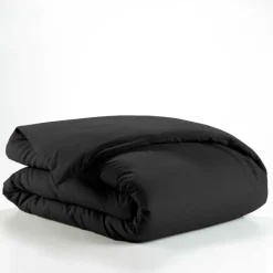 maxibazar Housse Couette 140X200Cm Uni 57 Fils Lina Noir