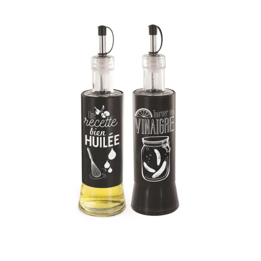 Huile Vinaigre Verre Acier 6.7X24.8Cm