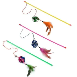 Jouet Canne A Peche Avec Plumes Et Grelot 40Cm