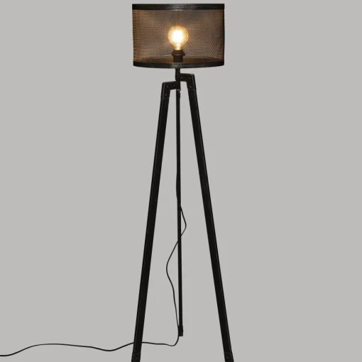 maxibazar Lampadaire Trepied Noah Noir H.140Cm