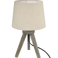 Atmosphera Lampe Bois Mini Trepied Lin H.31Cm