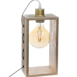 Atmosphera Lampe Bois Rectangle Iwata H.28Cm