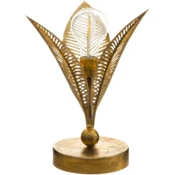 Atmosphera Lampe Led Feuille Metal Dore H.24.5Cm