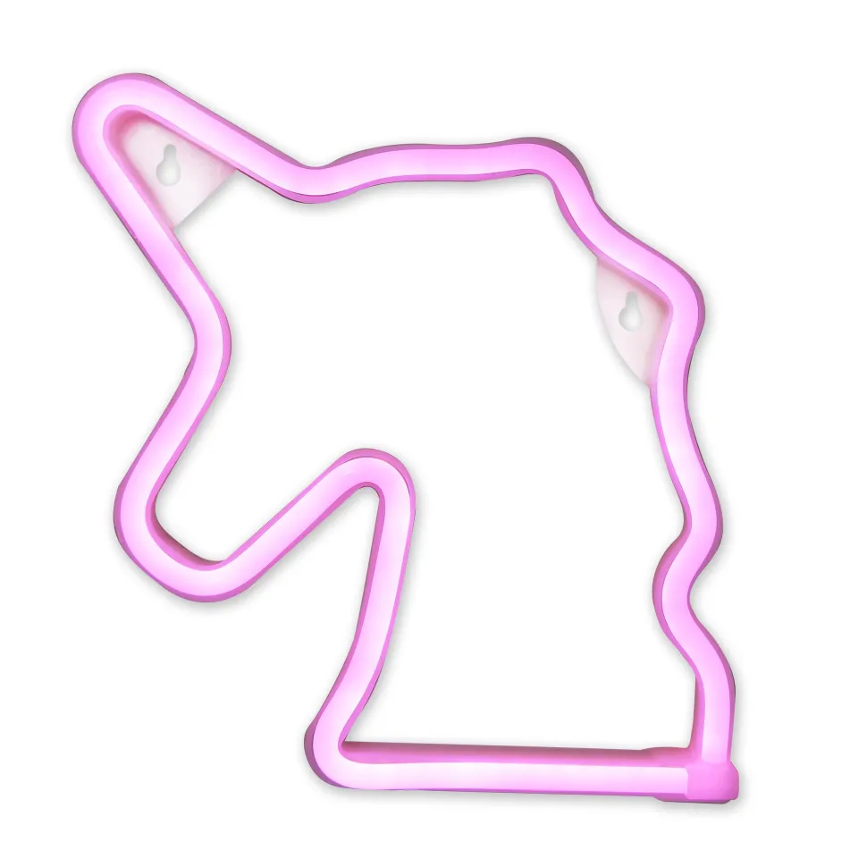 maxibazar Lampe Neon Licorne Rose H.22Cm