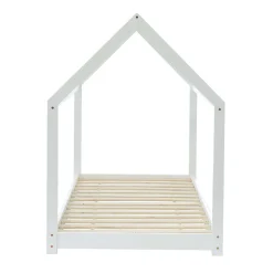 Lit Enfant Cabane Tiny Pin Blanc Sommier 90X190Cm
