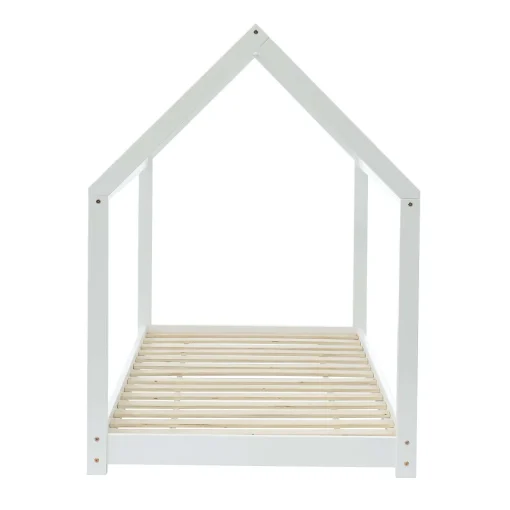 Lit Enfant Cabane Tiny Pin Blanc Sommier 90X190Cm