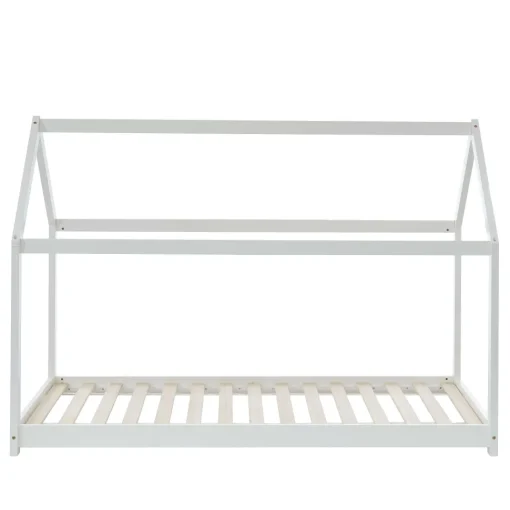 Lit Enfant Cabane Tiny Pin Blanc Sommier 90X190Cm