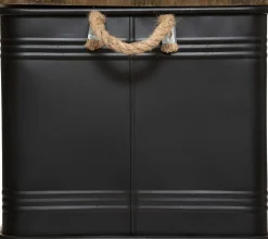 Malle Metal Bois Noir Cuba D.45.2X30X25Cm